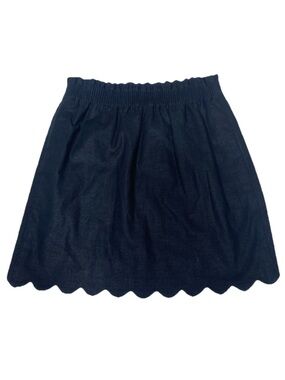 J. Crew Black Scalloped Hem Skirt Cotton Linen Blend Women’s Size 0
